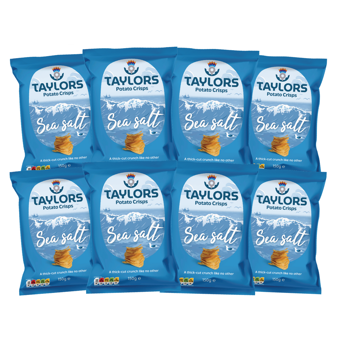 Taylors Sea Salted Straight Cut Potato Crisps 150g (Box of 8)