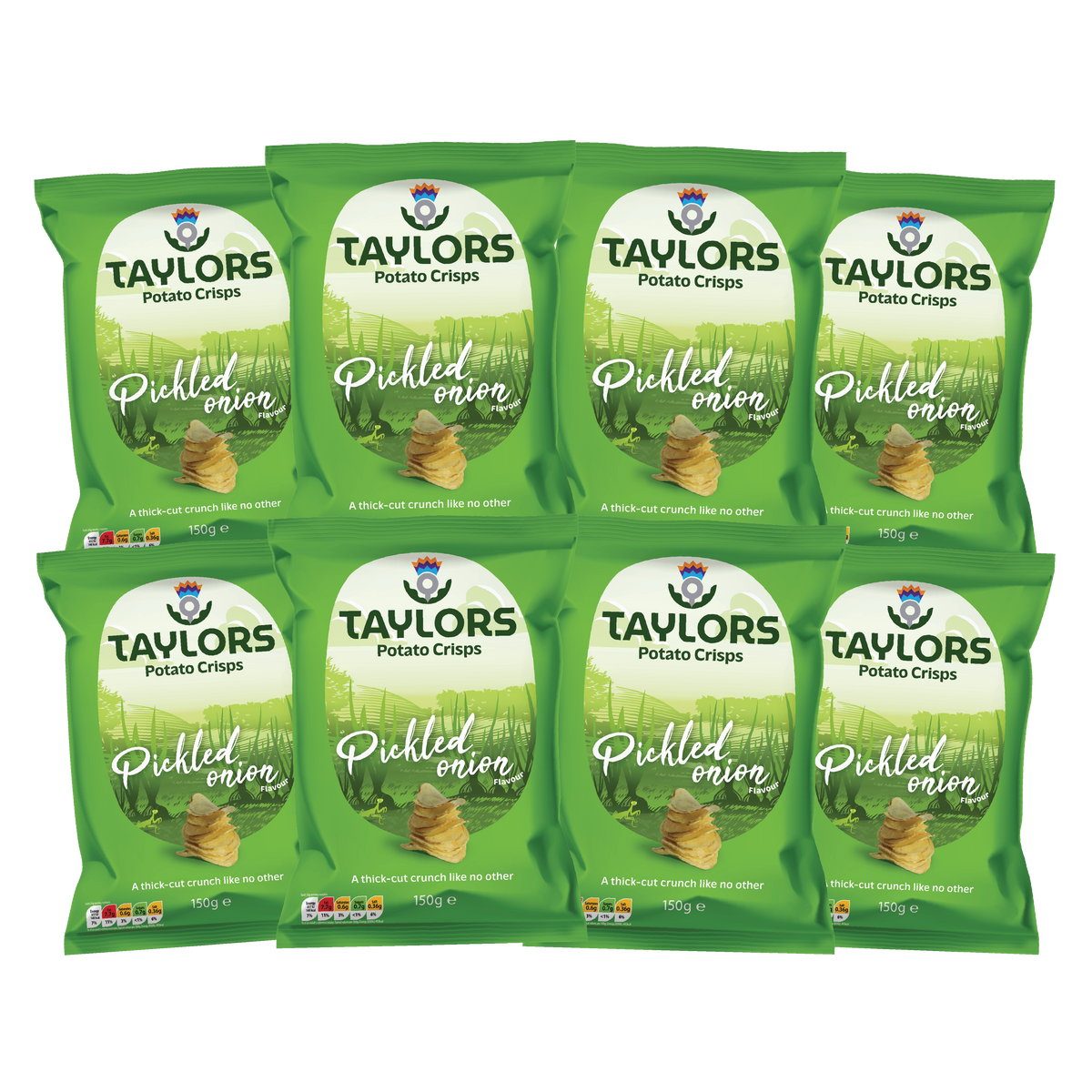 Taylors Pickled Onion Straight Cut Potato Crisps 150g (Box of 8)