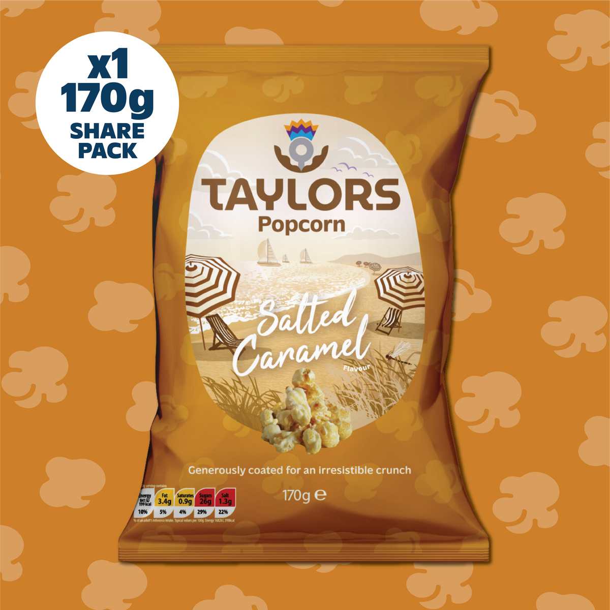 Taylors Salted Caramel Flavour Popcorn 170g Share Bag