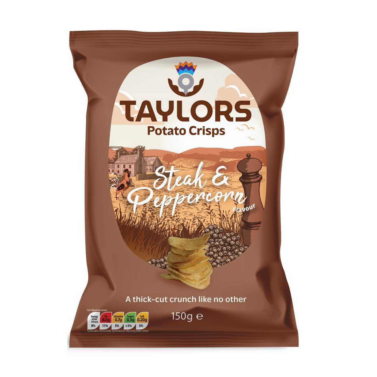 Taylors Steak & Peppercorn Straight Cut Potato Crisps 150g Share Bag