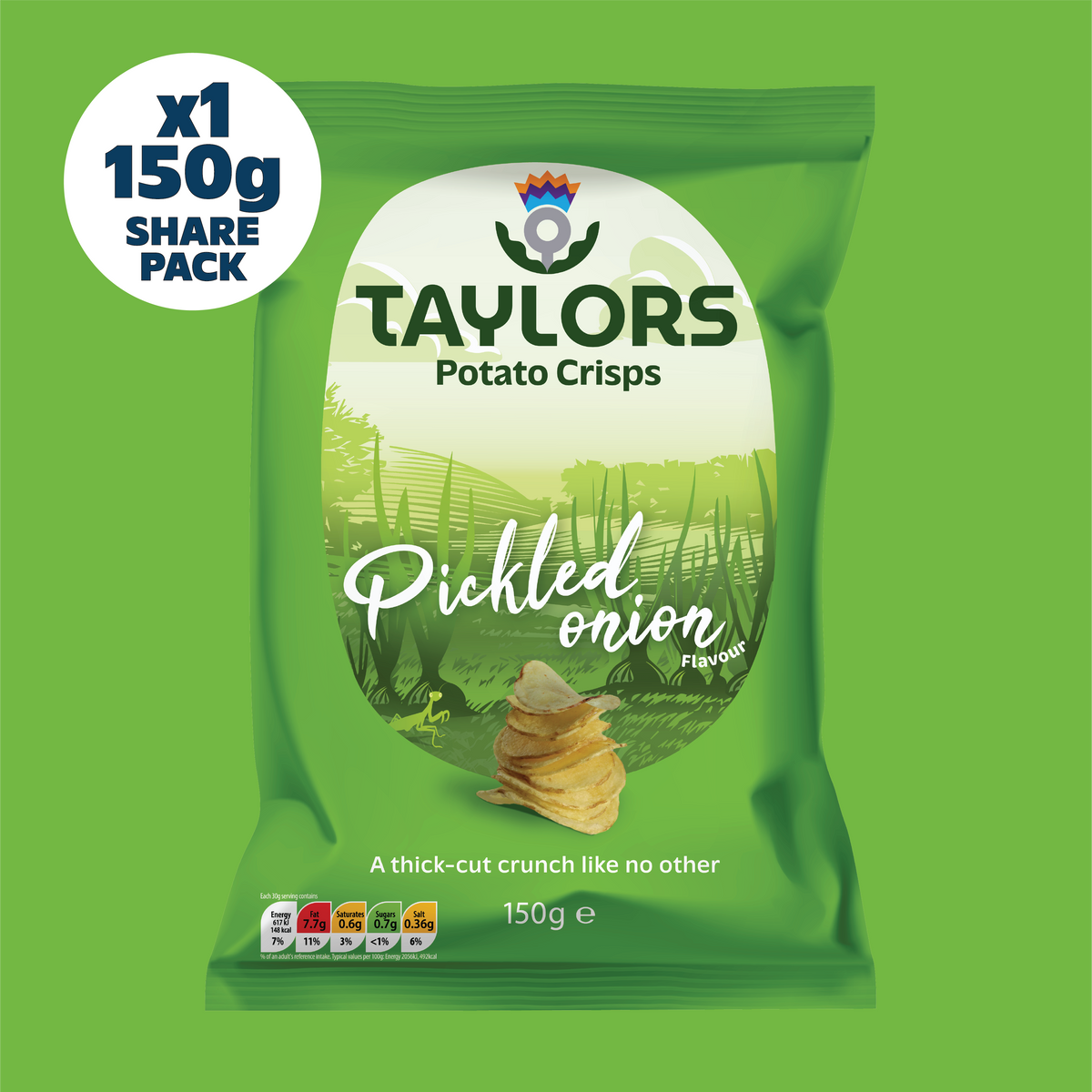Taylors Pickled Onion Flavour Crisps 150g Share Bag