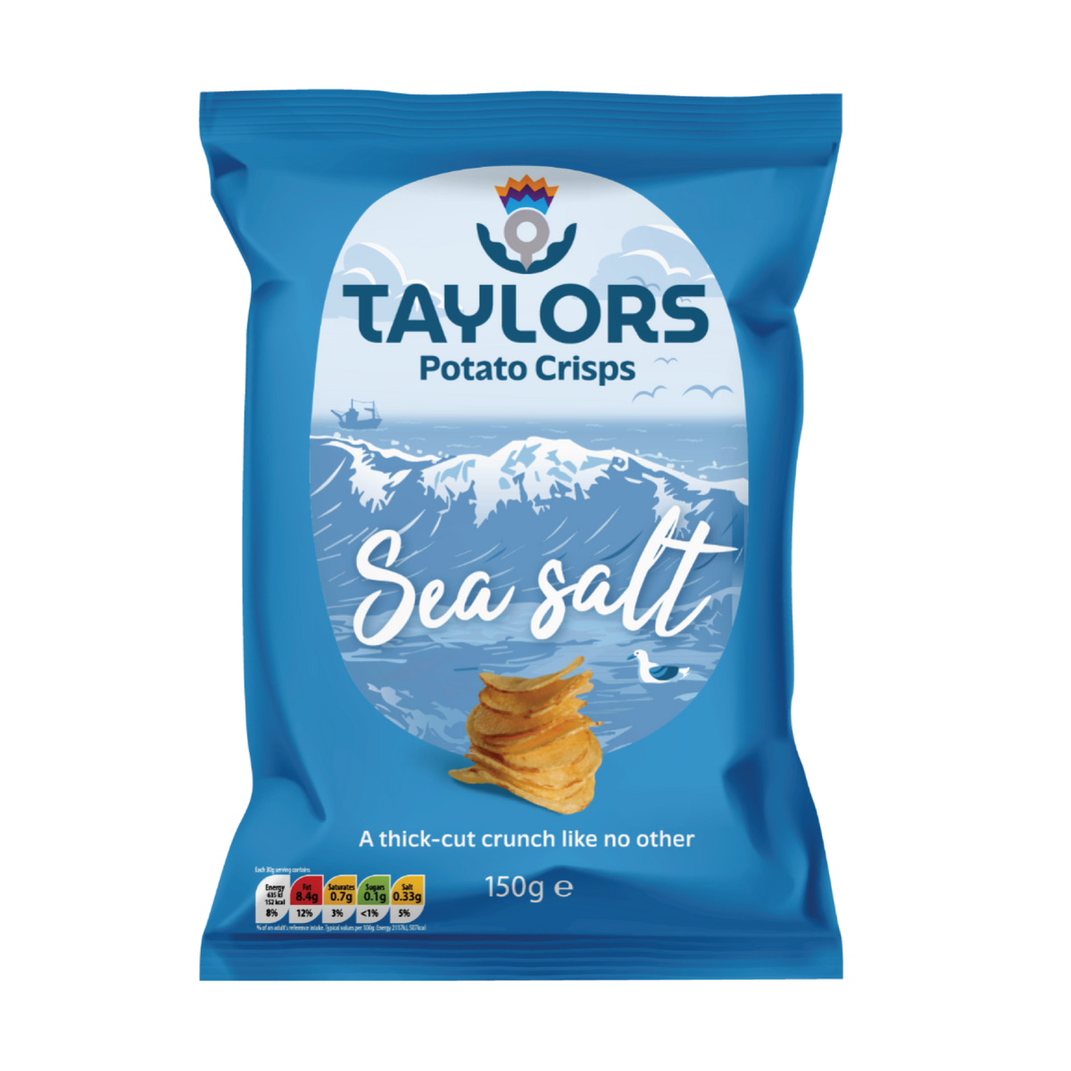 Taylors Sea Salted Straight Cut Potato Crisps 150g Share Bag